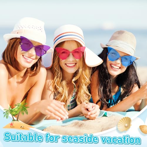 Xuhal Rimless Butterfly Sunglasses for Women Colorful Butterfly Shaped Glasses for Halloween Christmas Party Favors 5