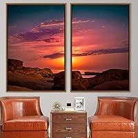 2 Piece Framed Canvas Wall Art Sunset Canvas Prints Home Artwork Decoration for Living Room,Bedroom - 16