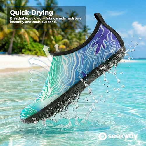 Image of SEEKWAY Water Shoes Women Men Adult Quick-Dry Aqua Socks Barefoot Non Slip for Beach Swim River Pool Lake surf Black SK002(U)