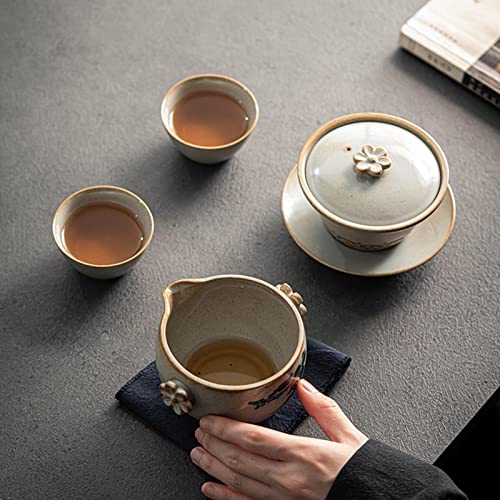 Juego de té japonés con cristalería fina y tazas de cerámica texturizada 6
