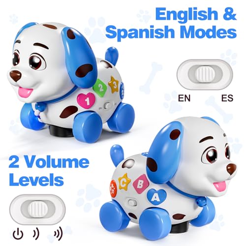 Image of Musical Puppy Toys for 1 Year Old Boy Gift, Crawling and Walking Baby Toy 6-9-12-18 Month, Birthday Gift for 1 Year Old Boy Girl, Bilingual Infant Toys for 7 8 10 Month Olds (Blue)