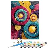 Abstracto Pintada Pintar por Numeros Adultos, Pintar por Numeros, DIY Manualidades Paint by Numbers Adult Kit con 36 Pinturas Acrílicas y 3 Pinceles, Decoración Hogar Regalo Mujer 60 x 80 cm BJHWK214