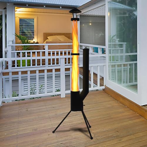 Beneouya 164 cm Raketenofen mit Glasrohr, Feuersäule und Pelletofen, Terrassenheizer und Gartenkamin für den Garten und die Terrasse