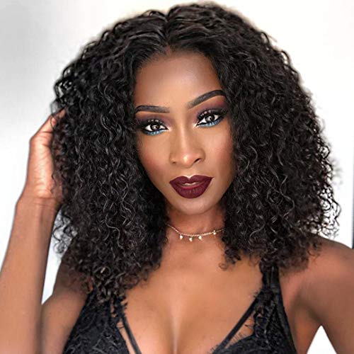Nnzes Short Curly Wigs for Women Natural Black Afro Wig for Daily Party Use Shoulder Length Afro Fluffy Wavy Heat Resistant Fiber Hair Natural Looking