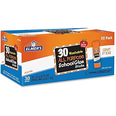 Elmer's All-Purpose School Glue Sticks, 0.77 Oz, Pack of 30 Sticks
