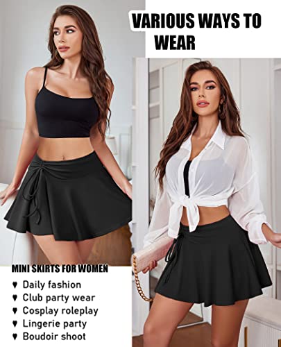 Avidlove Skirts For Women Pleated Skirts High Waist Drawstring Short Mini Skirt thumb #3