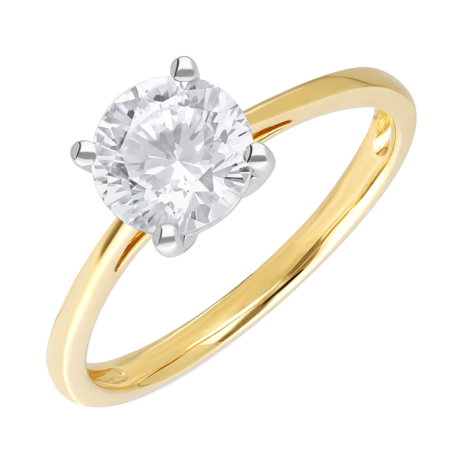 Ivy Gems9ct Yellow Gold 2ct Finest 100 Cut Swiss Cubic Zirconia Round Solitaire Ring