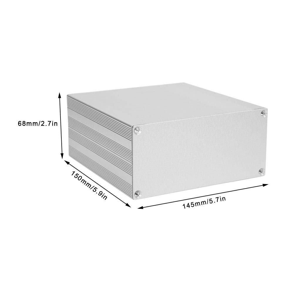 Custodia in alluminio 145*68*150/200/250/300mm Custodia divisa Progetto elettronico Strumento PCB Argento/Nero Alimentatore fai da te  13