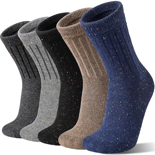 Image of Sandsuced 5 Pack Merino Wool Boot Hiking Socks for Women Warm Winter Thick Thermal Cozy Work Soft Ladies Socks