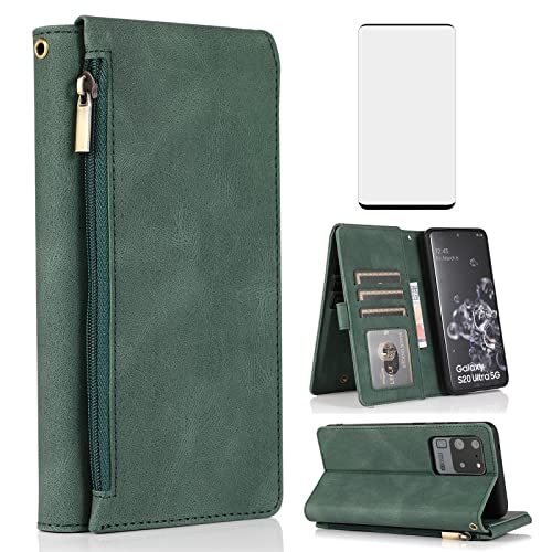 Housse Samsung S20 Ultra en vert avec porte-cartes zippé pour vos sorties