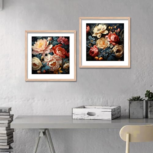 Image of kotart Premium Digital Paintings with Frame for Home Decoration - Floral Painting for Living Room Bedroom Office Room Decor - Painting for Wall Decoration - Pack of 2 H
