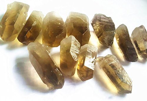 Besthk 1lb Bulk Rough Citrine Quartz Crystal Points from Brazil - Large 1"+ Raw Natural Stones for Cabbing, Cutting, Lapidary, Tumbling, and Polishing & Reiki Crystal HealingWholesale Pound Lot
