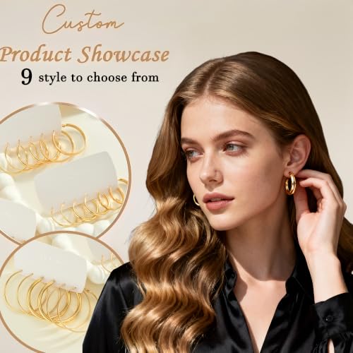 Image of 12 Pairs Gold Hoop Earrings Set for Women, Lightweight Hoop Jewelry