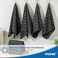 Vnoss Kitchen Towels, Super Soft Absorbent and Lint Free Dish Towels, Hand Towels for Washing Dishes, 4 Pack, 24 x 16 Inch, Black — image 6