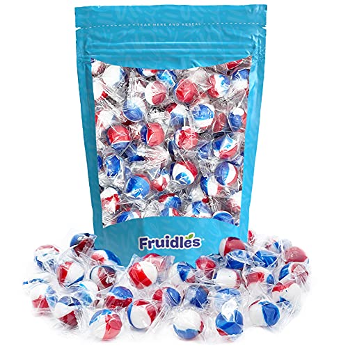 Patriotic Striped Cherry Candy, USA Patriotic Red, White & Blue, Hard Candy Treats, Kosher Certified, Individually Wrapped (Patriotic Cherry Balls, Half-Pound)