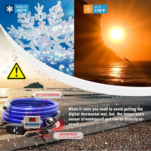 Image of Cupohus Heated Water Hose for RV 15FT Drinking 6.0 Upgrade, Replaceable Digital Display Thermostat, Antifreeze Protection Down to -45℉ for Winter, Electric Camper Garden Hose Insulation Heater