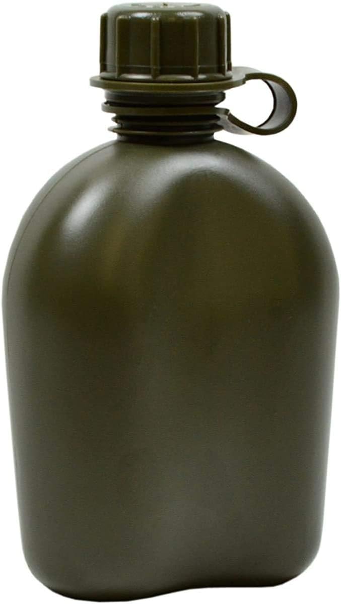 1Qt. Military Field Canteen with Pile Lined Case Holder for Camping, Hiking, Trekking, School