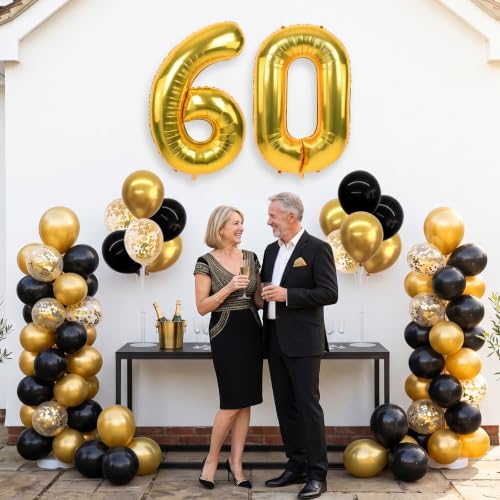 Image of TONIFUL 4 Set Black Gold 60 Balloon Stand Balloon Centerpieces for Table