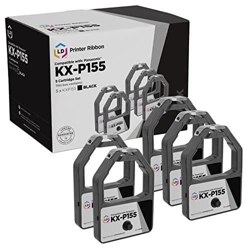 LD Products Compatible Ribbon Cartridge Replacement for Panasonic KX-P155 (Black, 5-Pack) for use in Printers Craden DP 7, KX P1624, P1654, P2624, P3624 and Roland DG PR 2450, 2465
