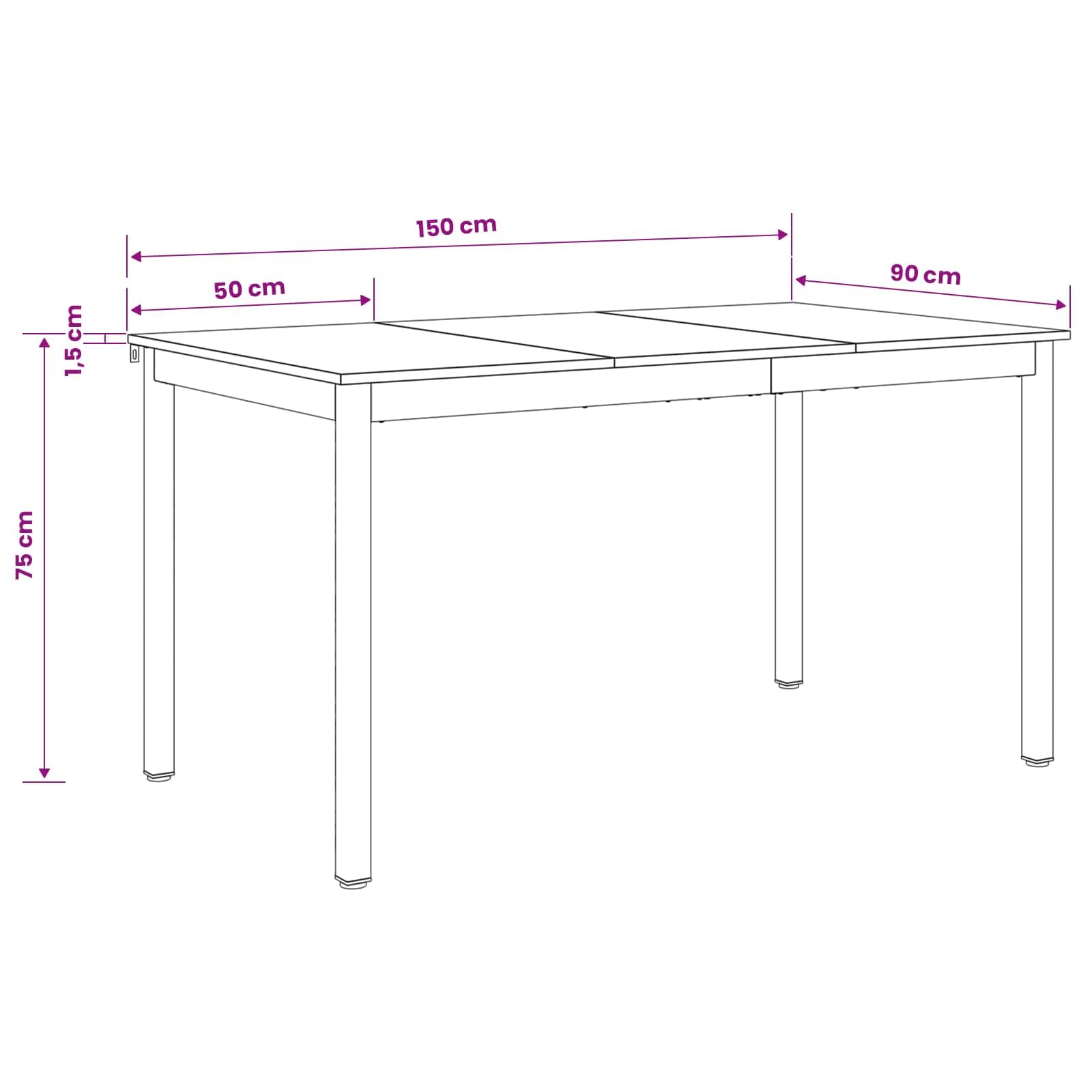 Stół do jadalni 150 x 78 x 75 cm, metalowa rama z płyty drewnopochodnej, prostokątny, do jadalni, kuchni, salonu, idealny jako stół do jadalni i miejsce do odkładania posiłków i rodziny