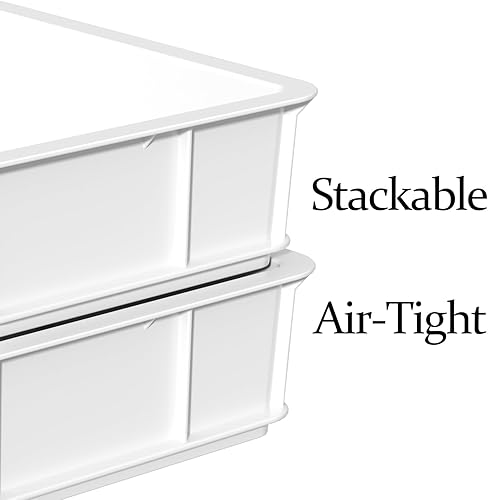 Miniatura 3 de Caja a prueba de masa, bandejas apilables comerciales para masa para pizza (23.75 x 16.25 x 3.8 pulgadas), color blanco, paquete de 4