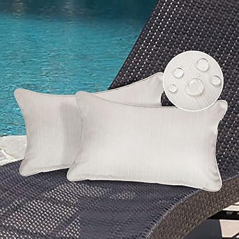 Magpie Fabrics Pack of 2 Outdoor/Indoor Lumbar Pillow Case Covers 12"x19", Waterproof Rectangular Throw Pillowcase Shell Christmas Decorative Cushion Sham for Home Patio Garden Tent Couch - Cream Cover
