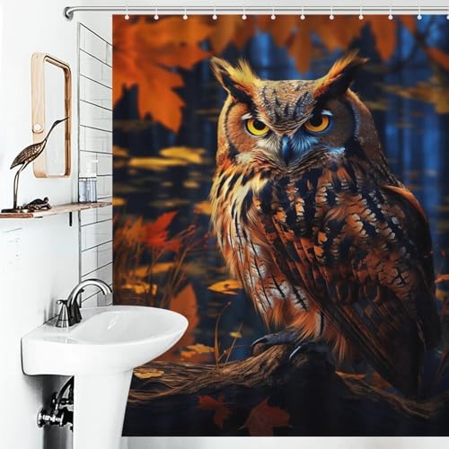 Rideau de douche owl en polyester épais imperméable de 143x180cm