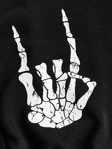 WDIRARA Women's Skeleton Skull Graphic Print Hoodie Drop Shoulder Drawstring Sweatshirt Zipper Up Long Sleeve Crop Top3