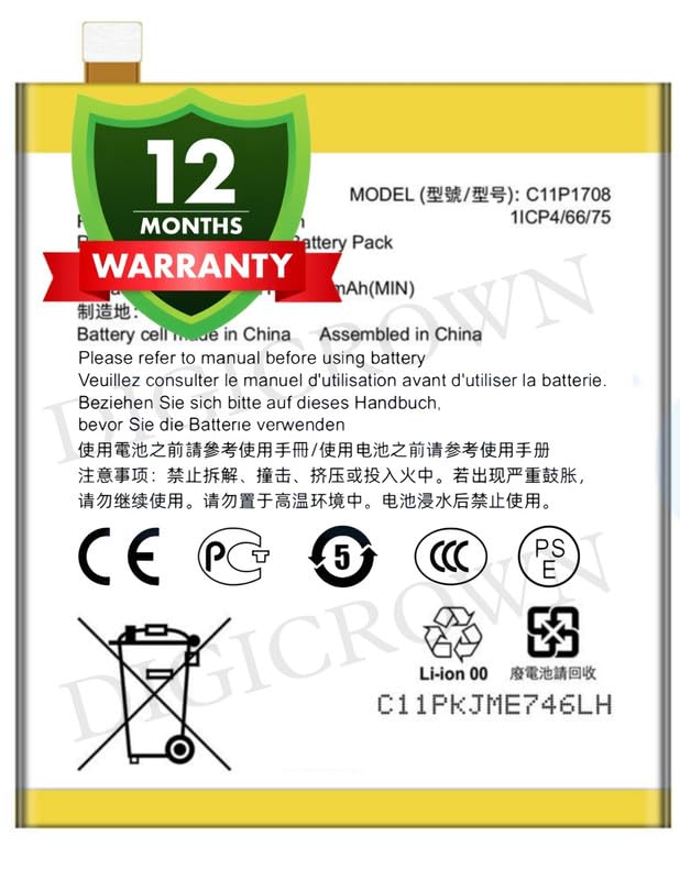 Image of Original C11P1708 Battery Compatible for Asus Zenfone 5 (ZE620KL, ZF620KL, X00QD, X00QDA) - (3300mAh) - 1 Year Warranty
