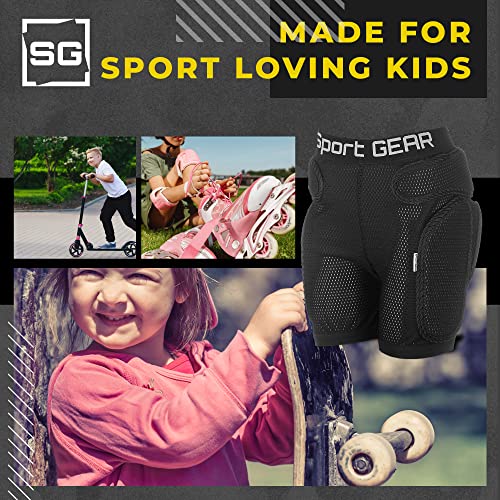 Sport Gear Recruit Padded Shorts For Kids – Protection Hip Pants For Inline Skating, Skateboarding (3X-Small, Black) #TOP1