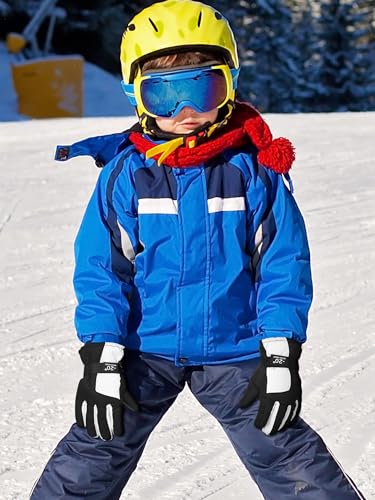 Image of SATINIOR 2 Pairs Kids Waterproof Winter Snow Gloves Ski Gloves for Boy Girl Outdoor Warm Thickening Snowboard