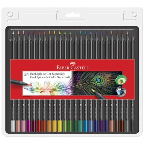 Lápis de Cor, Faber-Castell, EcoLápis Supersoft, 24 Cores