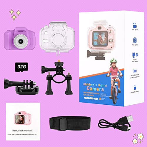 Pyong Kids Waterproof Camera Toys For 3-12 Year Old Boys Girls Christmas Birthday Gifts Children's Hd Video Digital Action Cameras Child Indoor Outdoor Toddler Camera, 2 Inch Screen #TOP7
