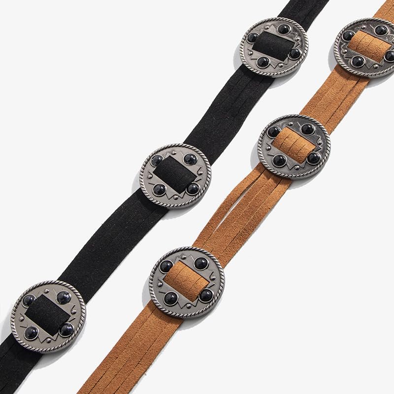 Belts Western Style with 6 Blue Beads, Stylish Accessory for Outfits, Ideal for Casual Wear，Black, 1 Piece3