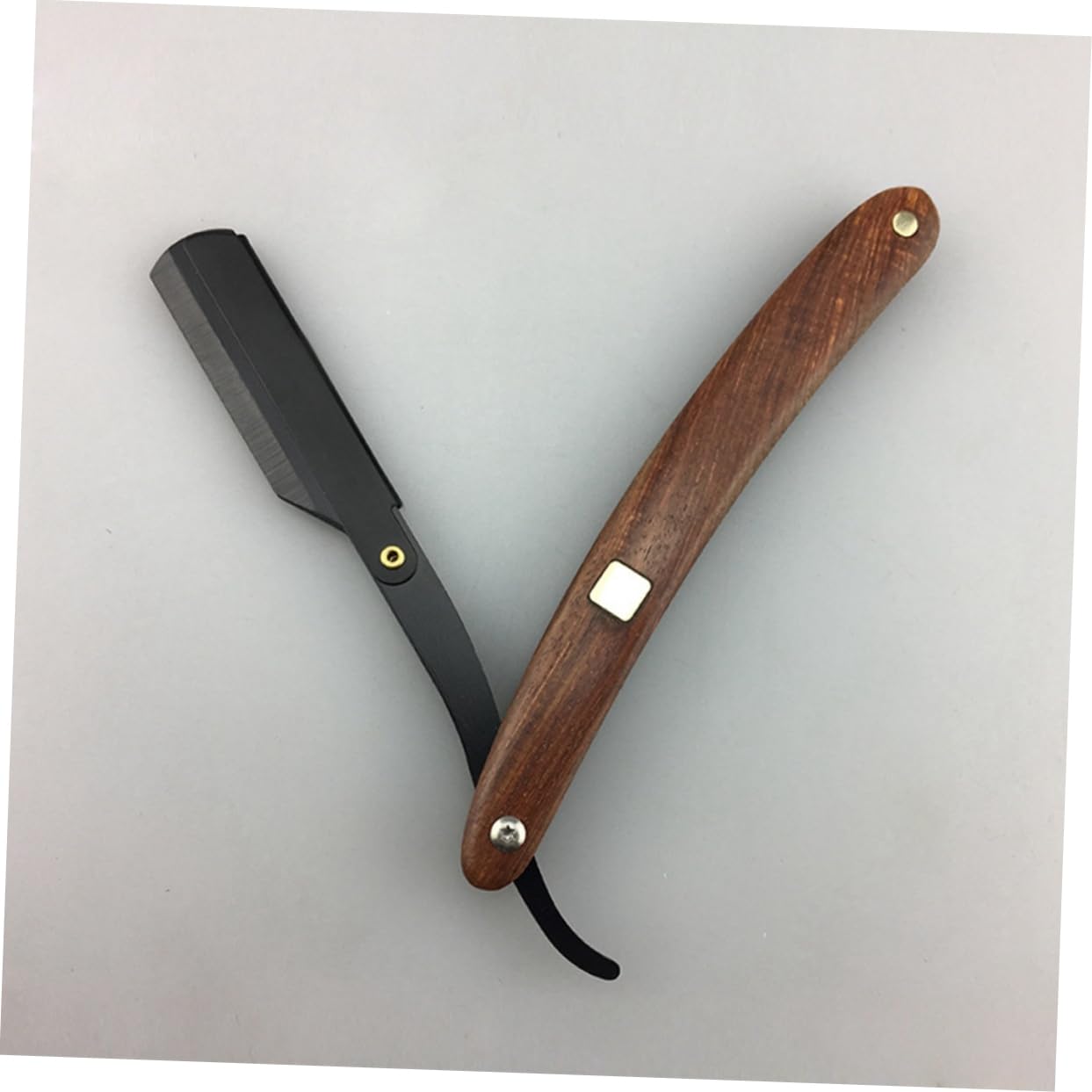 Beatifufu Vintage Metal Shaving Razor Holder Wooden Handle 2-piece Set for Barber Shops and Home Use