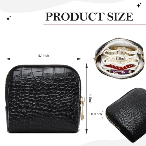 Duryarhall Travel Jewelry Case Organizer for Women, Pu Jewelry Bag For Storage, Mini Jewelry Pouch for Crystal Bracelets, Ring, Necklaces, Watch. Good Gift for Women — view 3