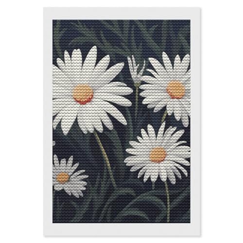 Kit peinture diamant adultes marguerites ELUZZIZUT broderie loisir créatif mural