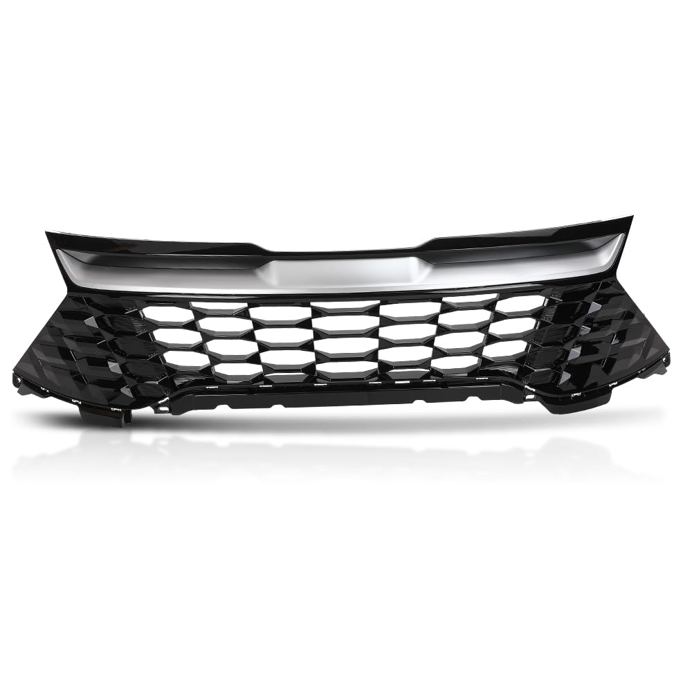PIT66 Front Bumper Grille Assembly Compatible with Kia Sportage EX LX SX Prestige 2023 2024 86350-DW020, 86350DW020 Chrome & Black