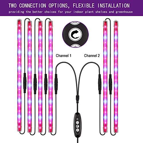Roleadro Led Grow Light Strips For Indoor Plants, Full Spectrum Auto On & Off T5 Grow Lamp With Timer/Extension Cables Plant Lights Bar 4 Dimmable Levels #TOP4