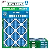 FilterBuy 14x24x1 MERV 13 Pleated AC Furnace Air Filter, (Pack of 4 Filters), 14x24x1 – Platinum