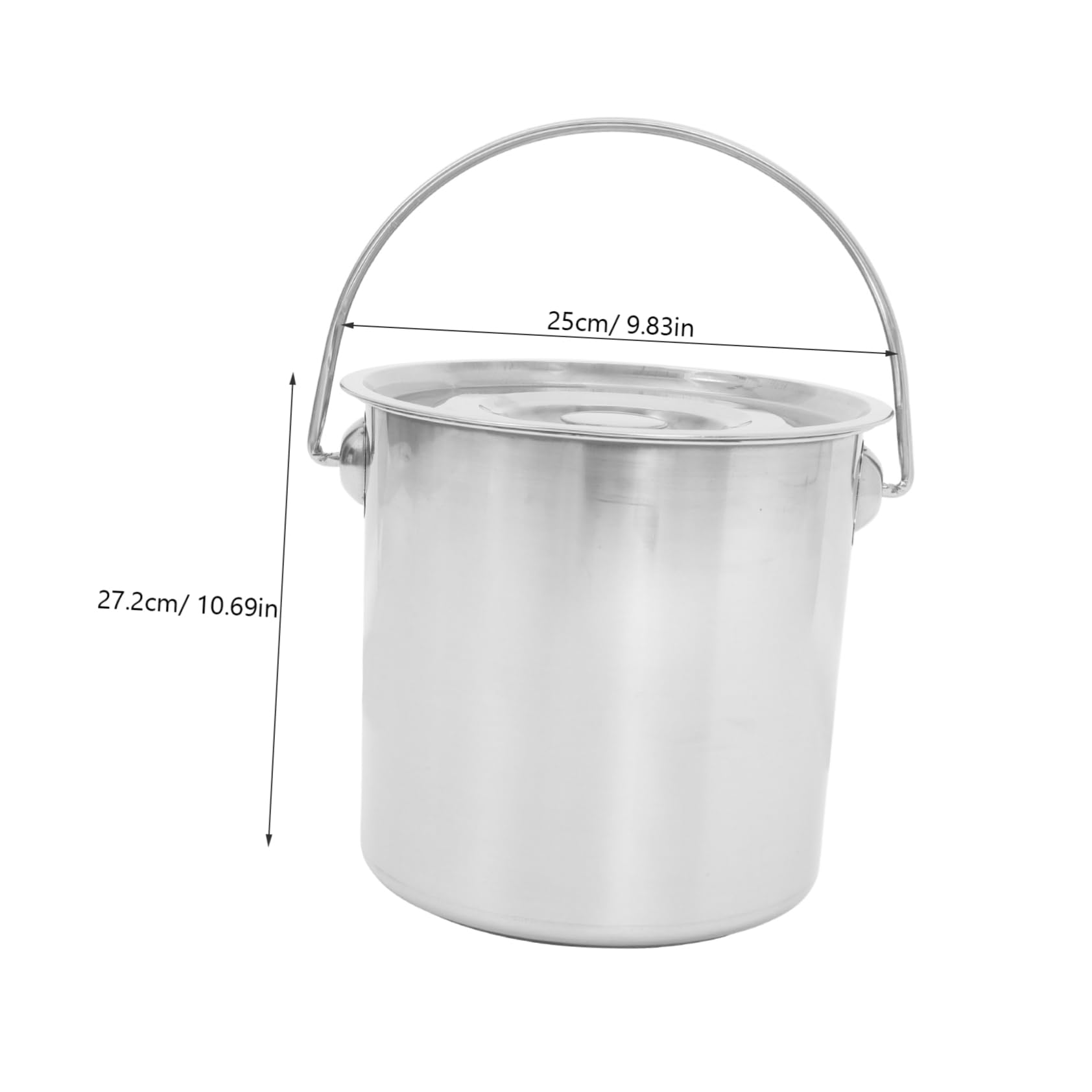COLLBATH Stainless Steel Milk Pail with Lid Capacity Metal Compost Bucket for Kitchen Food Waste Storage Portable Farm Bucket for Water Rice and Liquids Stainless Steel Silver Finish