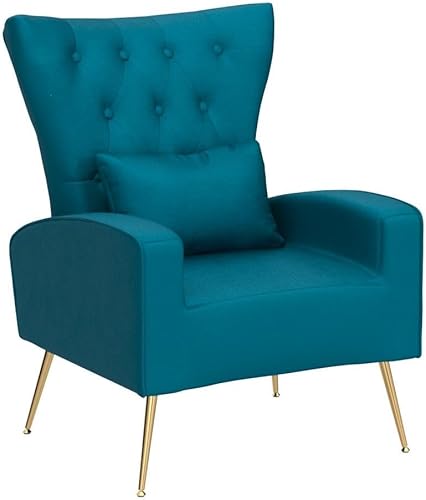 Miniatura 21 de Sillas modernas para sala de estar, sillón de terciopelo con almohada lumbar, sillas de dormitorio con respaldo alto, silla de tocador, silla de