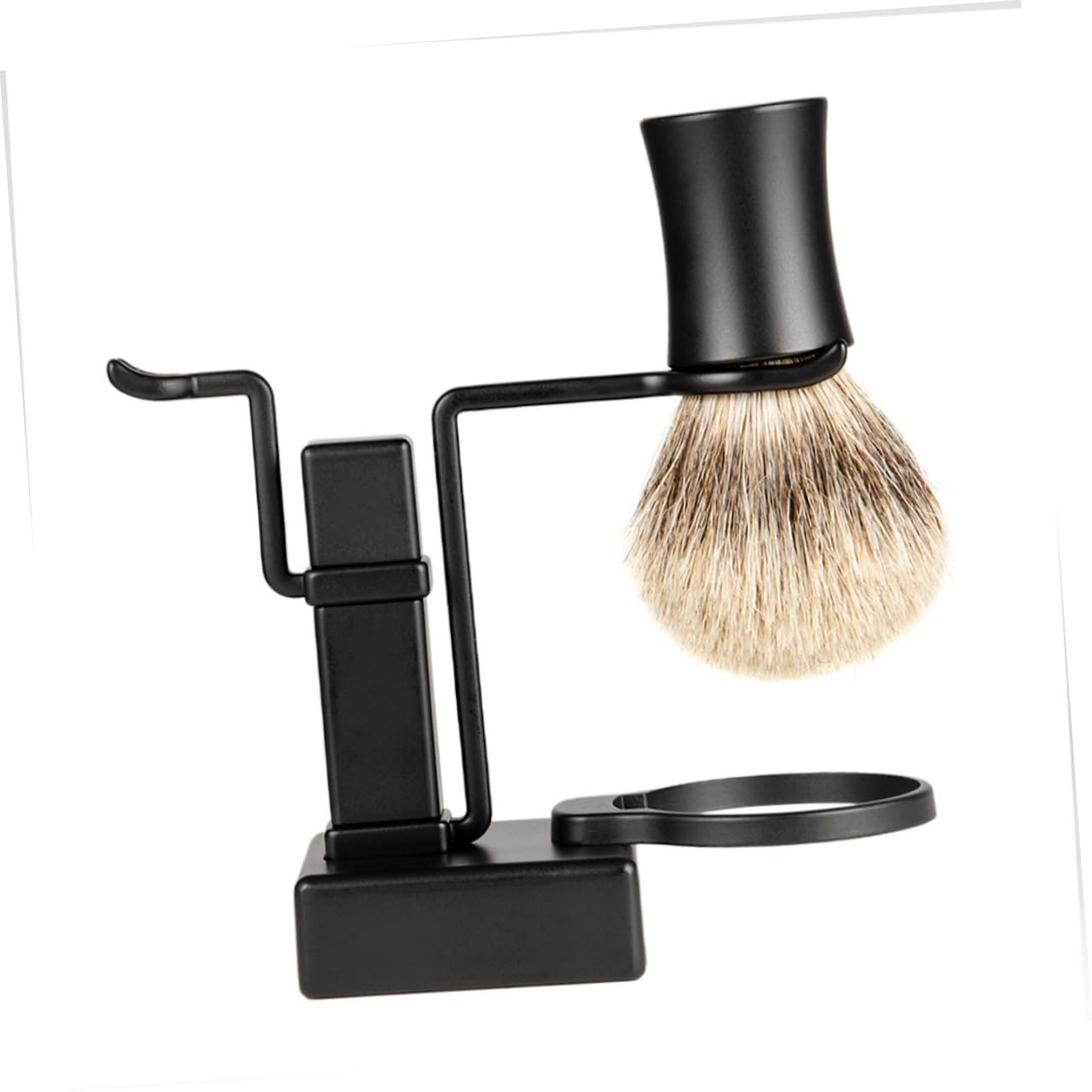 Gogogmee 2Pcs Black Shaving Rack Set with Metal Shaving Bowl and Brush Stand Space Saving Design for Mens Grooming Essentials Resistant and Durable Shaving Cup Holder