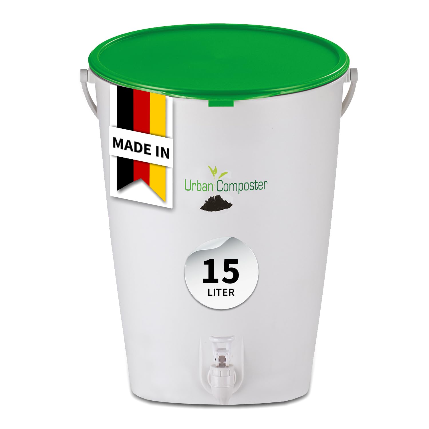 GARANTIA Urban Komposter 15 Liter grün, inkl. Deckel und Kompostspray | Biomülleimer Küche, Komposteimer, Bio Mülleimer, Abfall & Recycling, Bioabfallbehälter für Küche, Biomüll, Biotonne