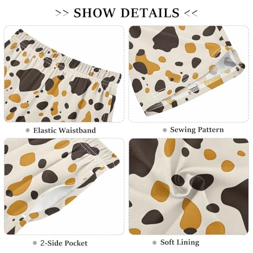 ALAZA Cow Black Print Pajama Shorts Sleep Shorts Pant Lounge Pajama Bottoms Elastic Waist with Pockets3