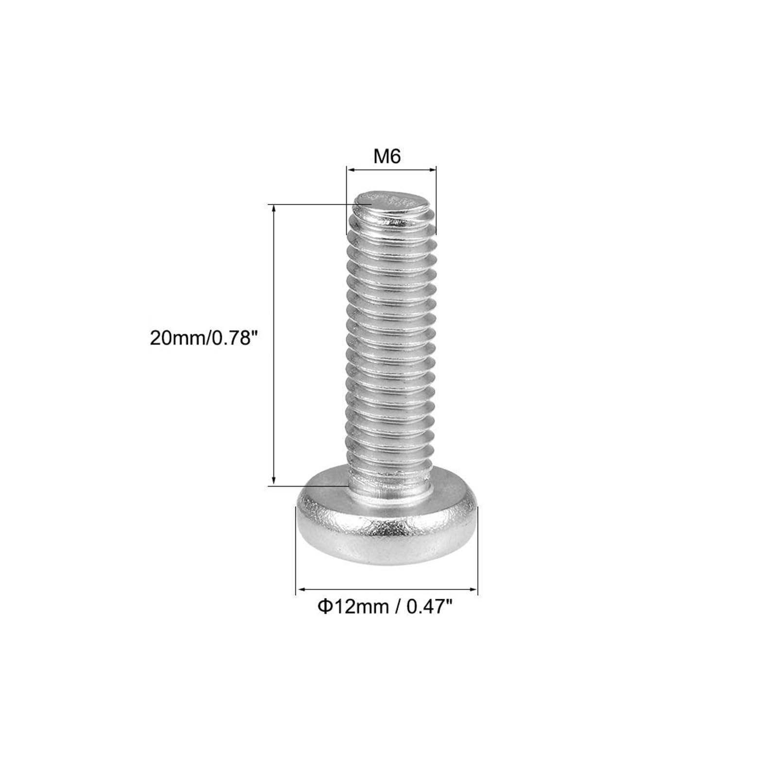 MACHSWON M6x20mm Machine Screws Pan Phillips Cross Head Screw 304 Stainless Steel Round Head Cross Screw Fasteners Bolts 10Pcs - Image 3