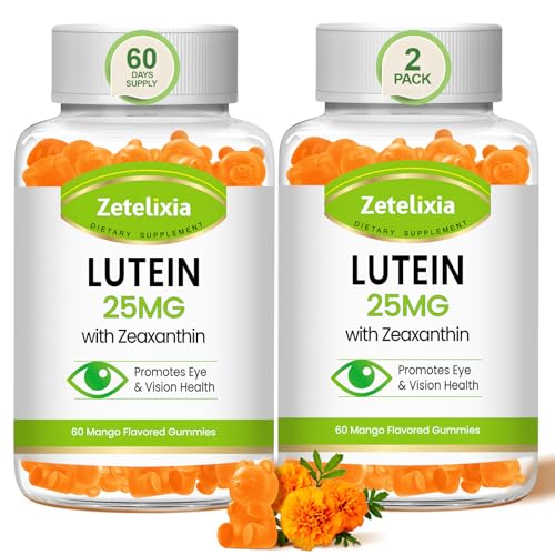 Zetelixia Lutein Gummies 25mg - Eye Vitamins Lutein & Zeaxanthin Eye Health Supplements for Adults,Sugar Free Eye Health Gummies Supplement - Support Vision,Macular,Blue Light Filtering (120 Count)