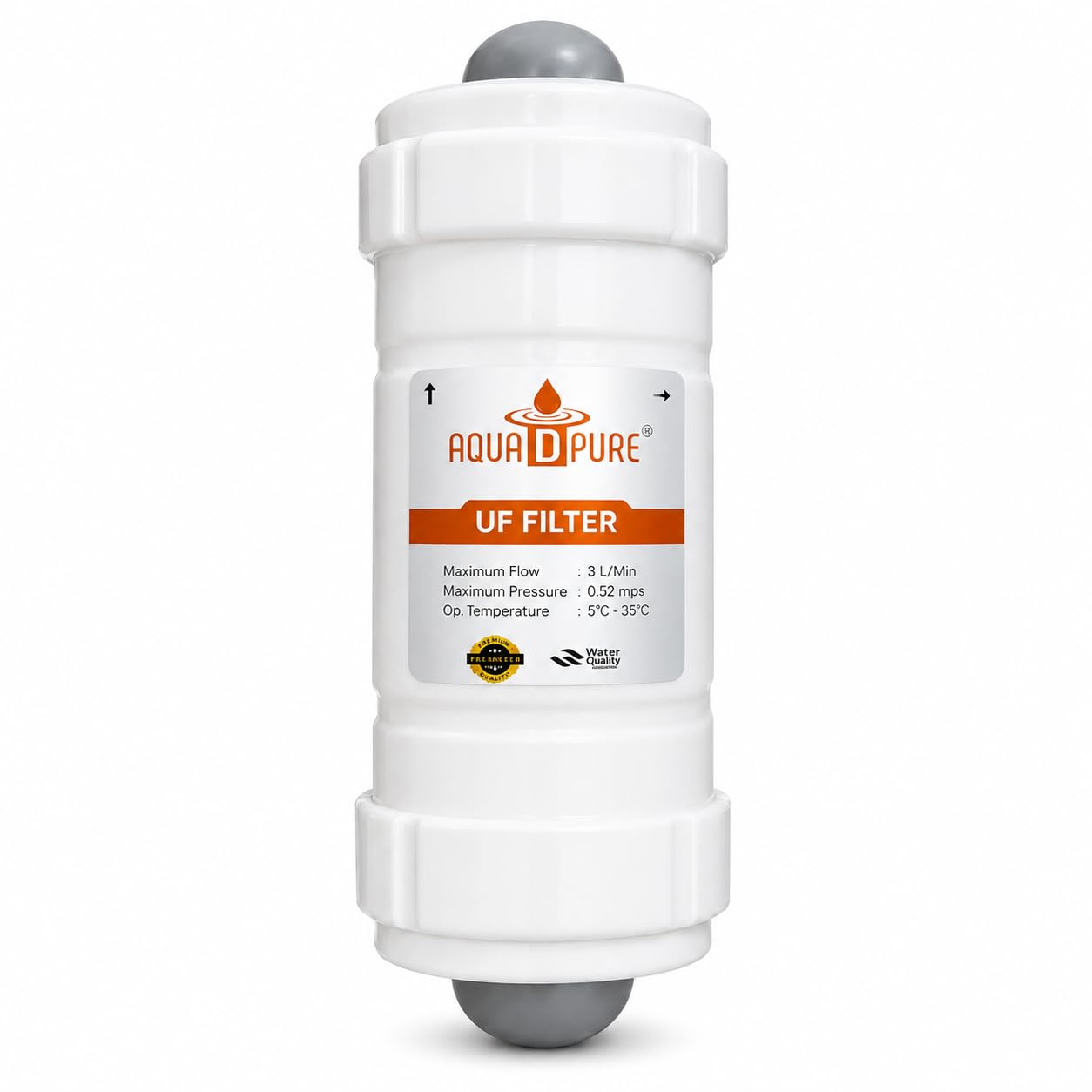 AQUADPURE 4 Inch UF Membrane Filter Hollow Fiber 0.001 Micron with 2 Push Fit Elbow Connectors | Compatible with All RO Water Purifiers | UF Water Filter Cartridge Replacement.-image-5