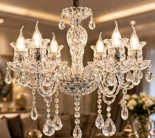 Image of K9 Crystal Glass Italian Chandelier 600mm, Luxurious 6-Light