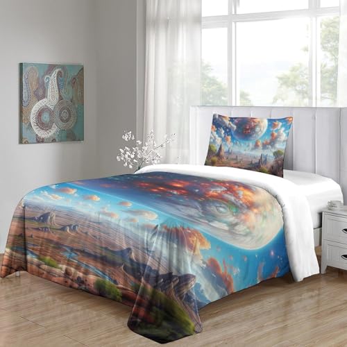 Housse de couette 3D terre parure de lit microfibre haute densité - 5